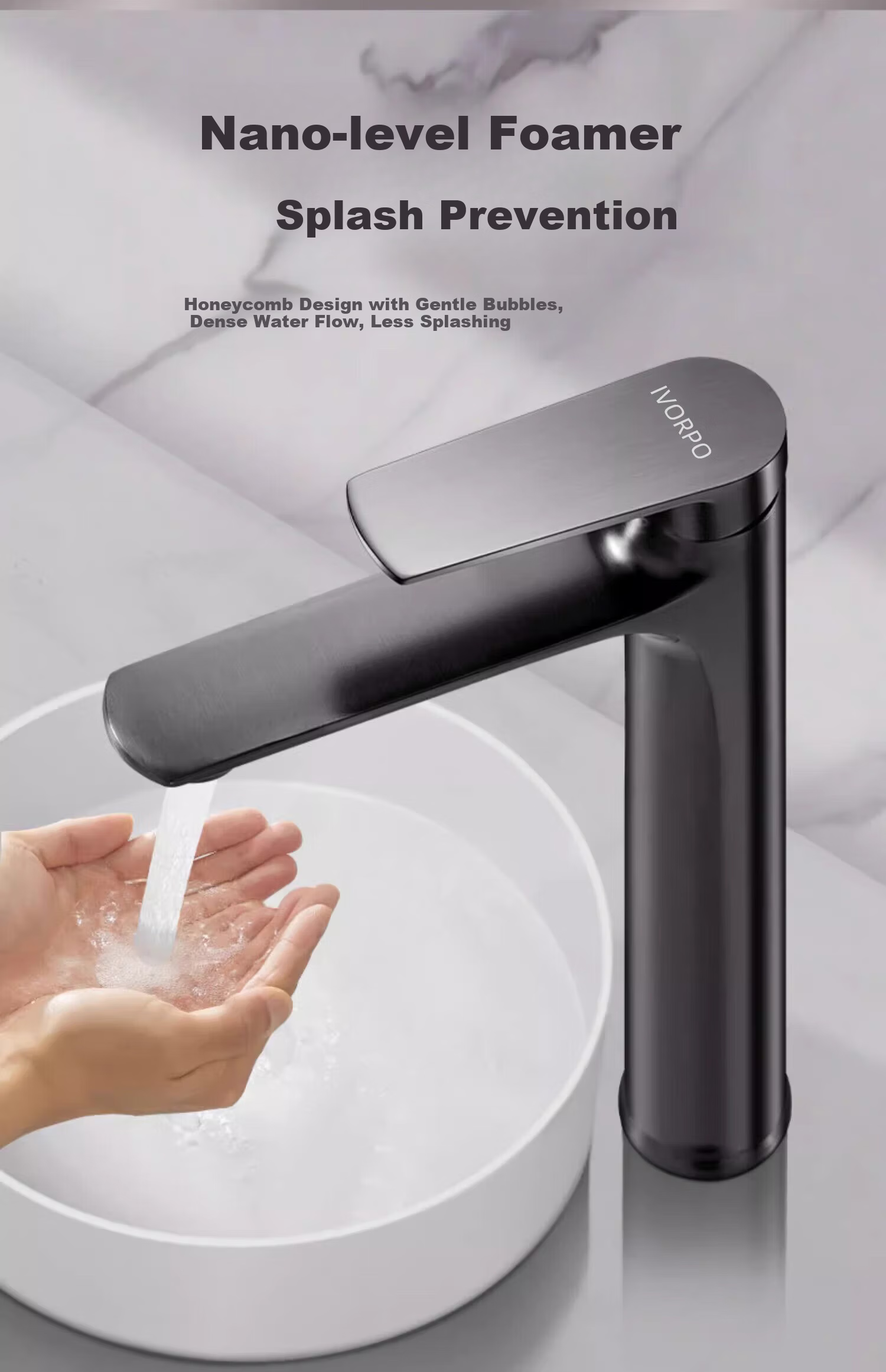 IVORPO German Basin Faucet Bathroom Washbasin Sink Splash-proof Single Cold Water Tap 15
