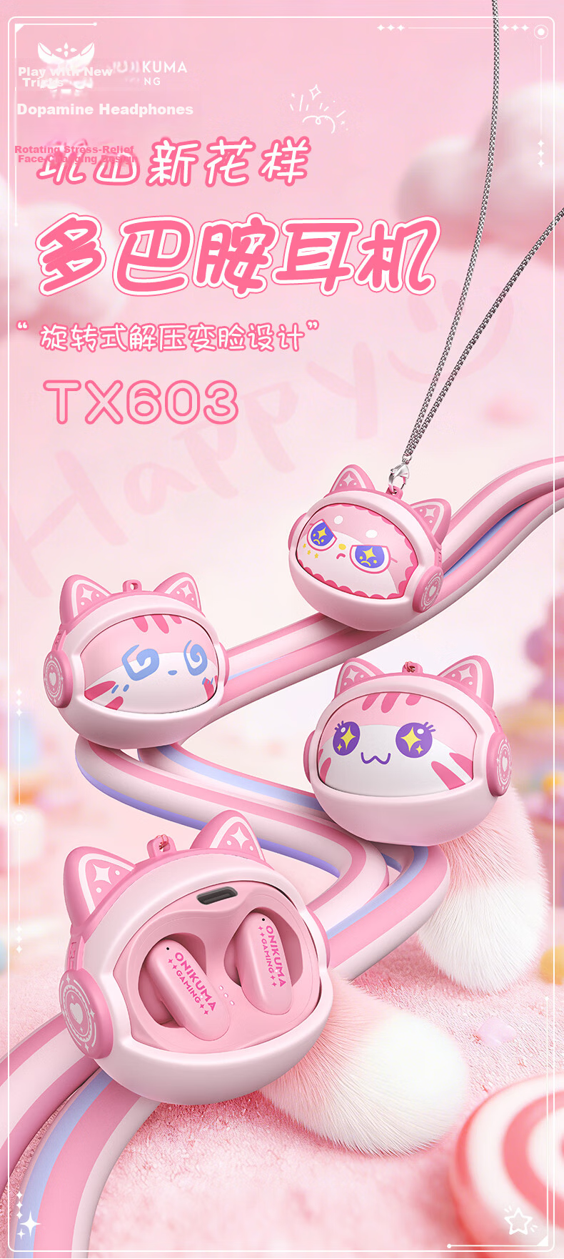 ONIKUMA Mini Girl Headphones Comfortable Long Wear Invisible Semi In-Ear Wireless Bluetooth High-Quality Sound Stylish Compatible with Apple Huawei Xiaomi Invoice Available 4