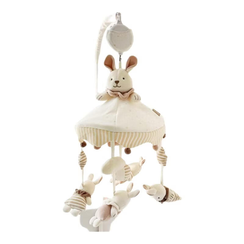 BEIESTATE Bed Bell Fabric Hanging Music Rotating Rattle Bed Ornament, Lucky Rabbit for Good Luck And Prosperity, Rechargeable Model, Newborn Baby Children's Gift