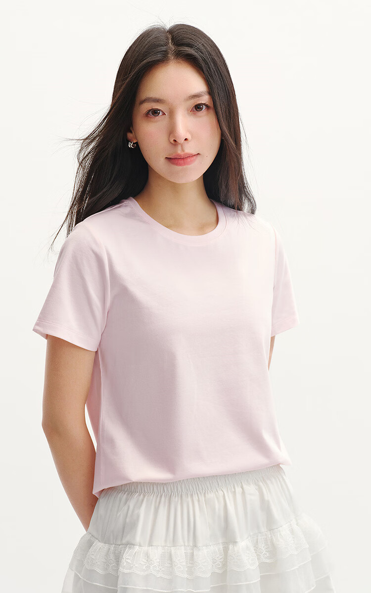 Semir Women's Short Sleeve T-Shirt, Cropped Fit, Slimming, Regular Shoulder, Inner Wear, Summer Cool Feel, Slim Fit Base Layer, 109326100001 14