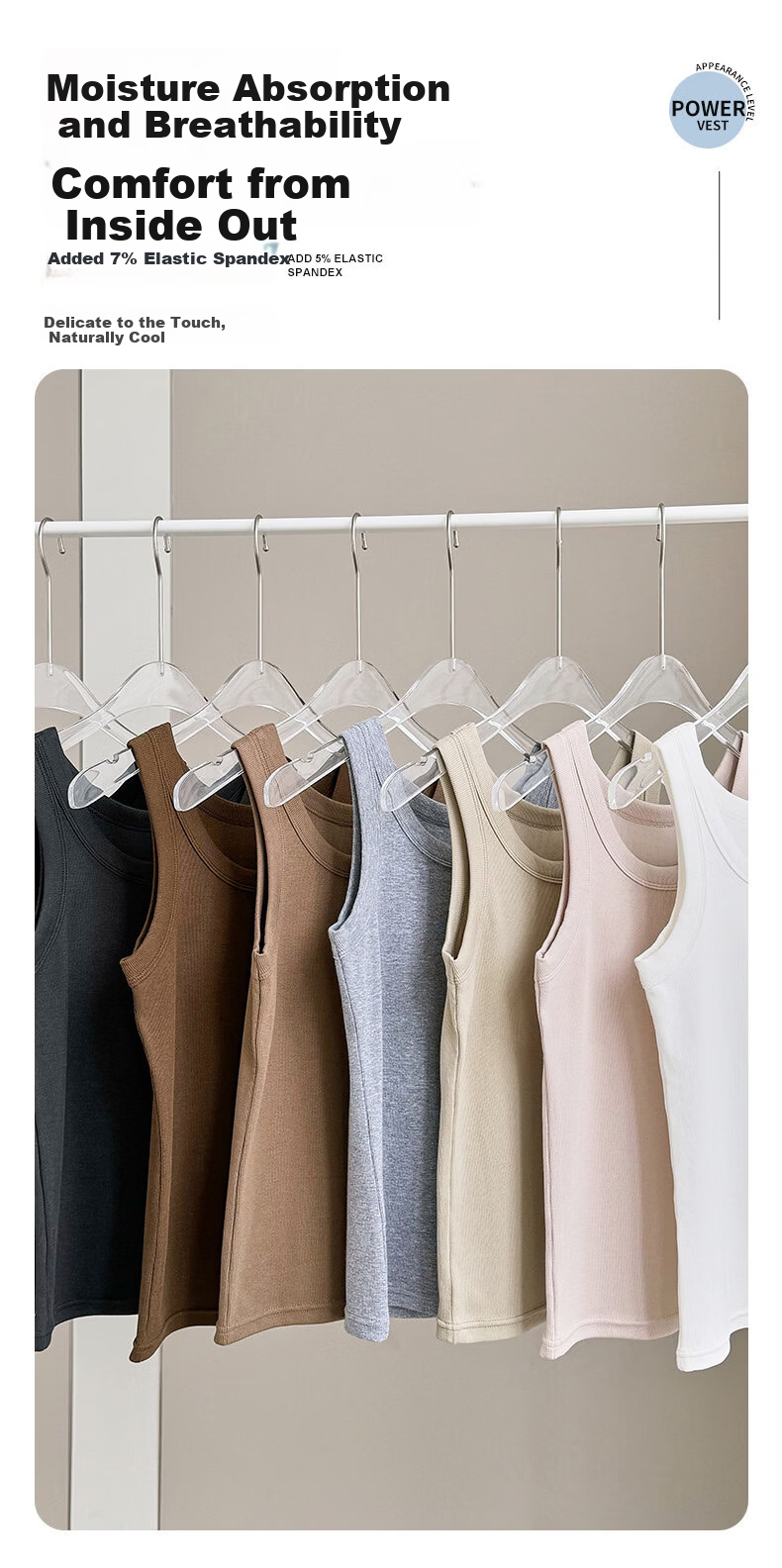 Modal Women's Classic Ribbed Slim Fit Tank Top Wide Shoulder Straps Slimming Round Neck Back Design Inner Wear 2XL 7