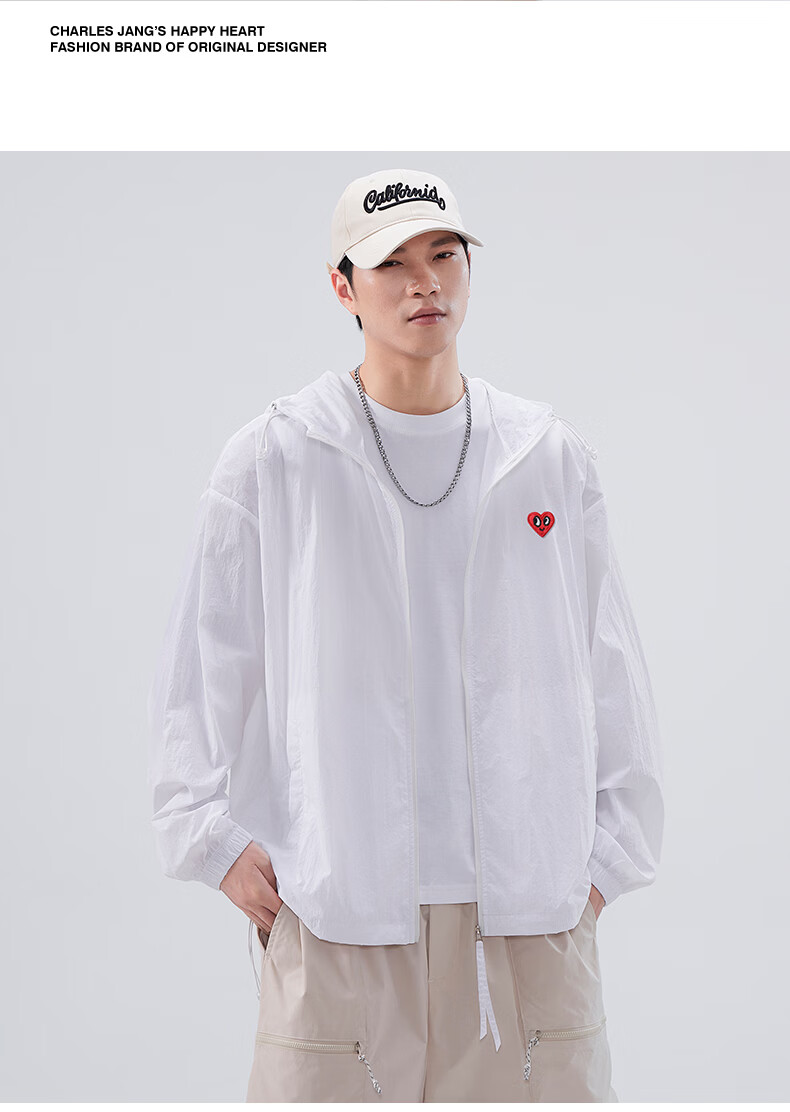 Charles Heart Embroidery Hooded Sun Protection Jacket Lightweight Breathable Outdoor Sunproof Coat Pink XL 12