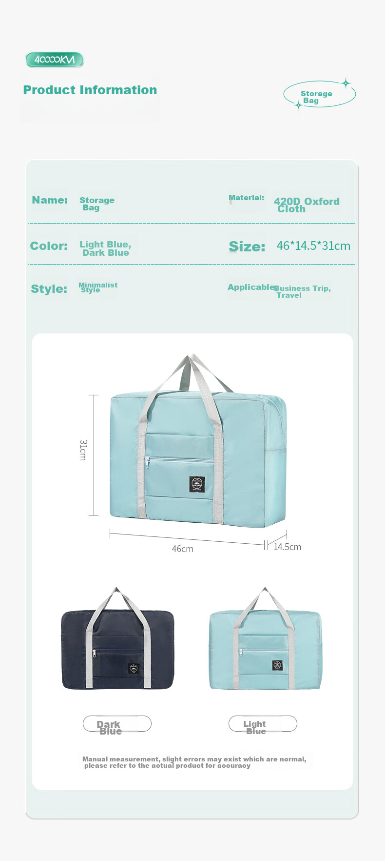 Siwangongli Luggage Storage Bag, Clothes Organizer, Handheld Maternity Bag, Suitcase Portable Travel Storage Bag SW7114 8