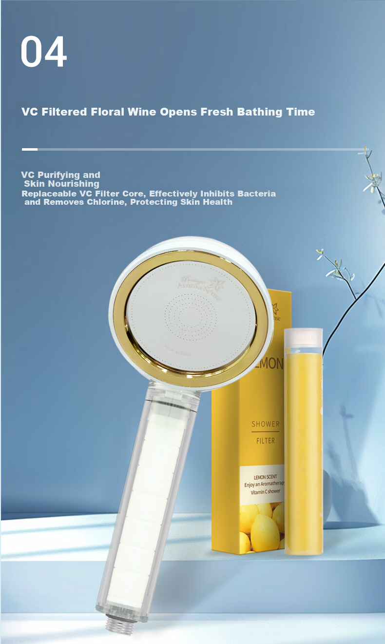 Aroma Sense Filtered High-Pressure Shower Head Anti-Scale Antibacterial Chlorine Removal 100mm Large Area AS-PRC Silver 9