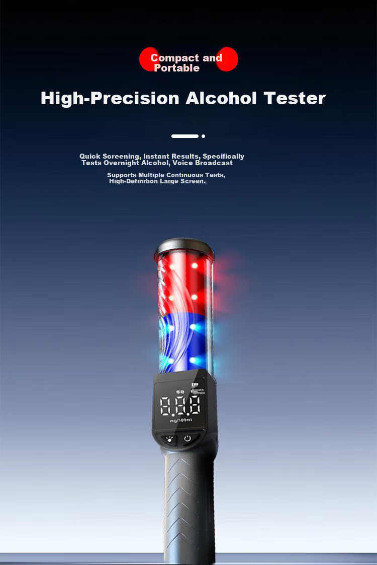 ZhuGu Portable Alcohol Tester Digital Breathalyzer High-Precision Metal Alcohol Detector 1