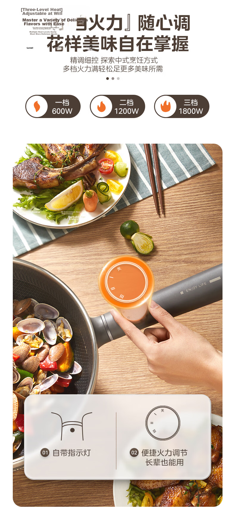 Midea Electric Frying Pan Electric Steamer Electric Cooker Electric Hot Pot Multi-Functional Household 4L 304 Honeycomb Crystal Multi-Purpose Electric Heating Pot MC-HGS2812 12
