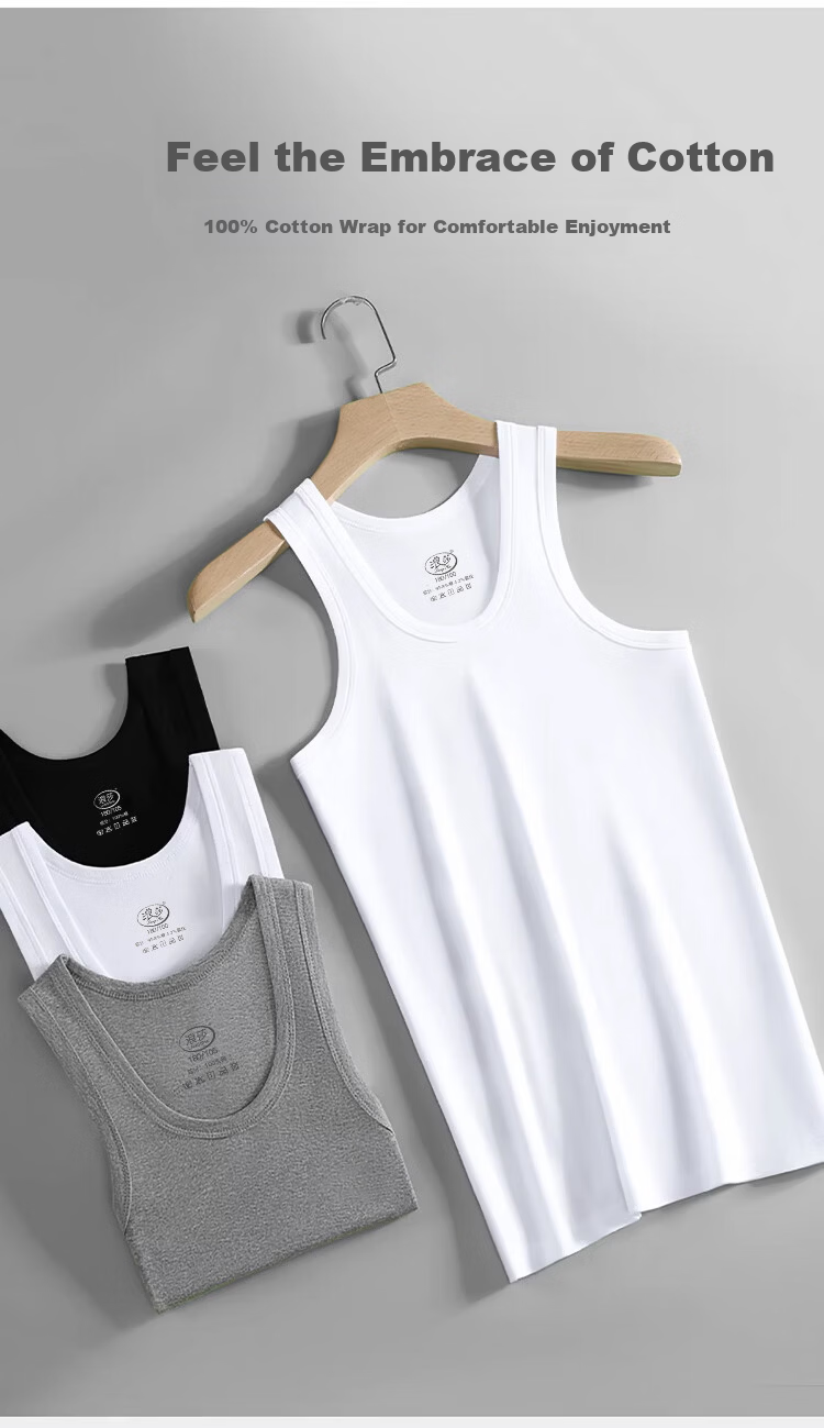 Langsha 3-Pack Men's Cotton Vests Summer Plus Size Sweat-Absorbing Undershirts for Middle-Aged and Elderly 4