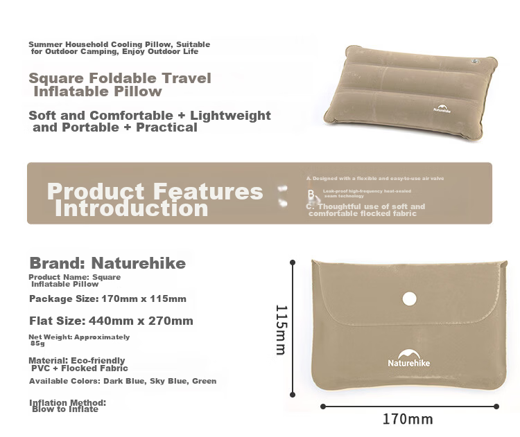 Naturehike Square Inflatable Pillow Light Sand Color 1