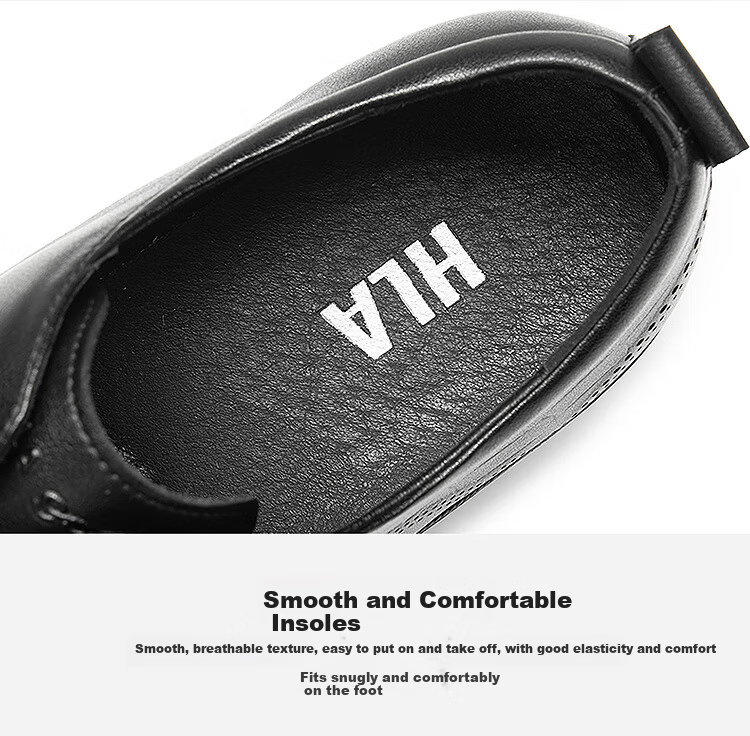 HLA Heilan Home Men's Fashion British Business Embossed Wear-Resistant Versatile Leather Shoes 9