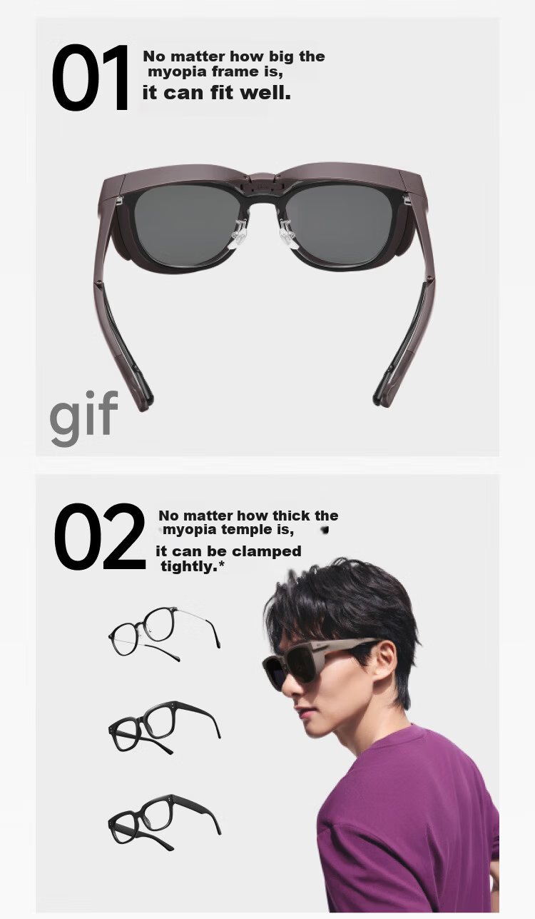 Beneunder Boston Sunglasses with Prescription Clip-On for Men and Women Outdoor Travel Driving Foldable Sunglasses FD006 6