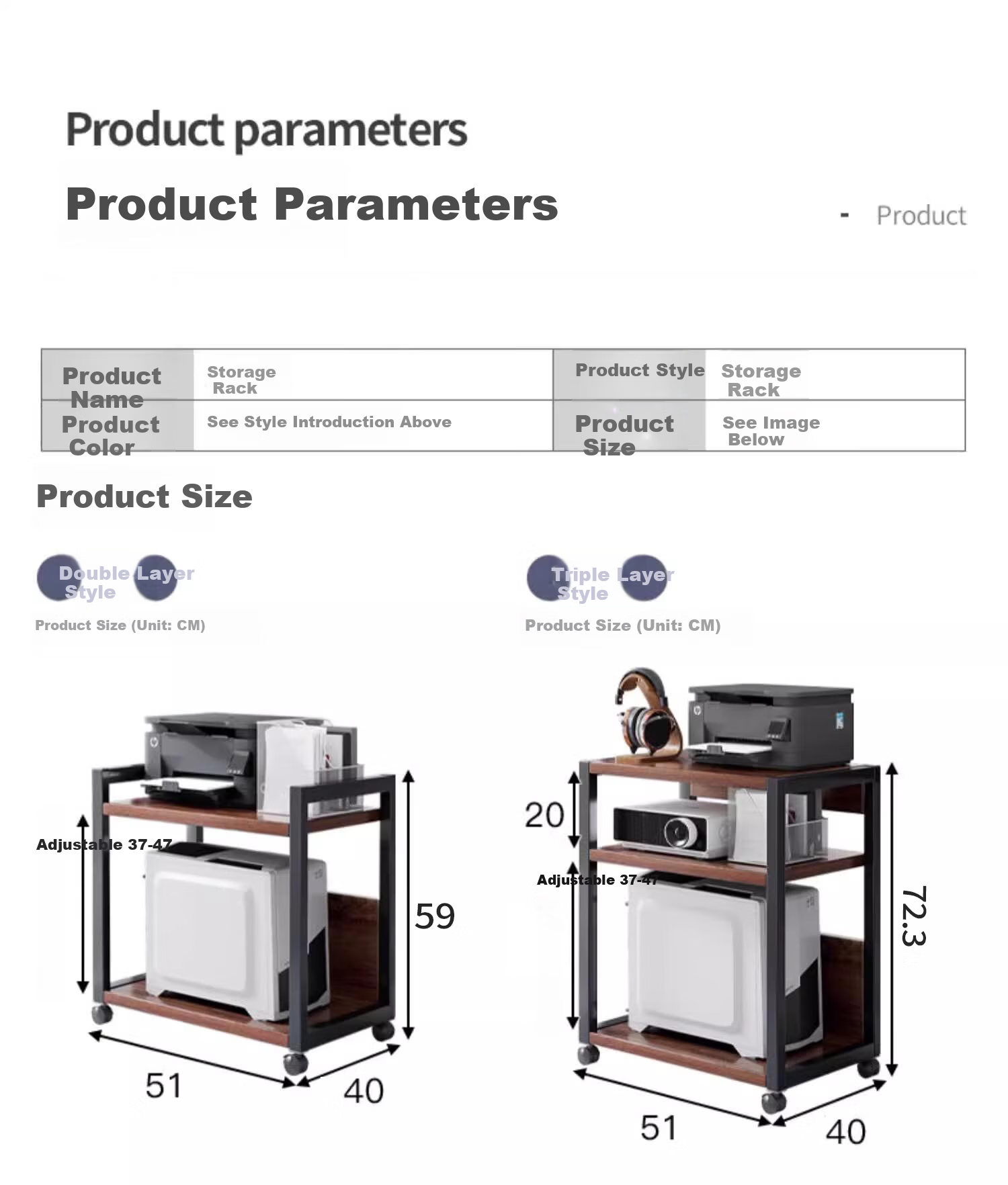 OLENOUFENG Storage Rack Printer Stand Floor Storage Rack Simple Host Bracket Multi-layer Shelving Mobile Shelf 13