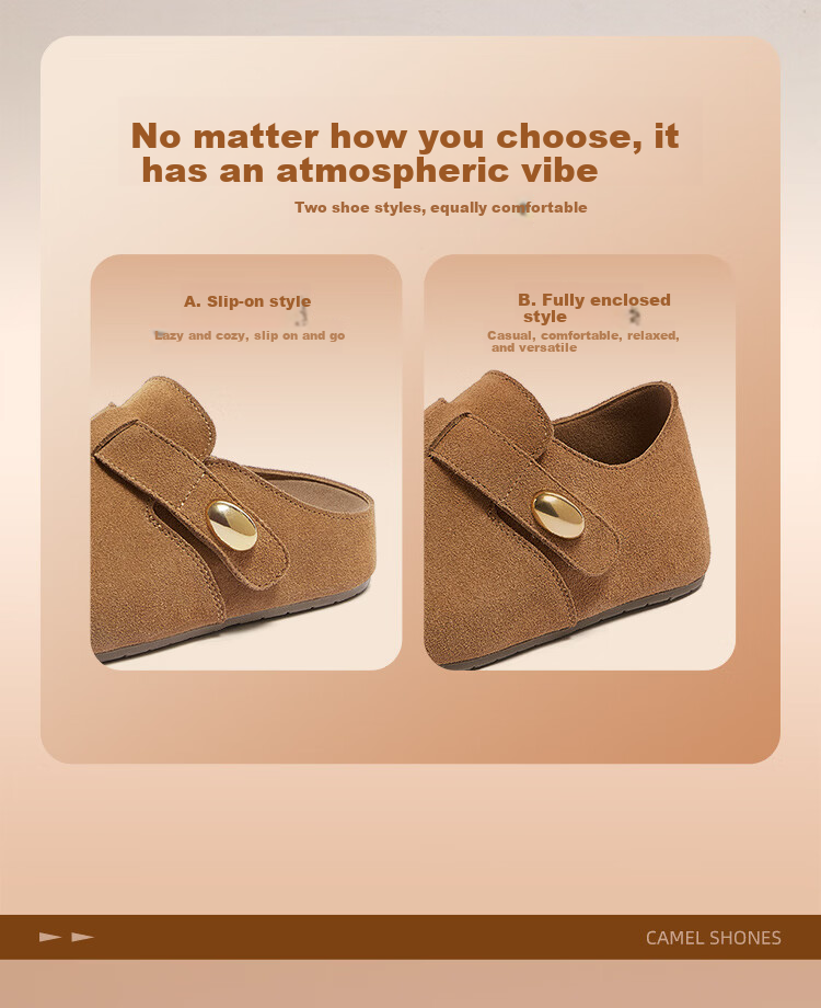 CAMEL Women's Comfortable Magic Tape Open Toe Birkenstock Sandals L26S700195 Camel Size 38 3