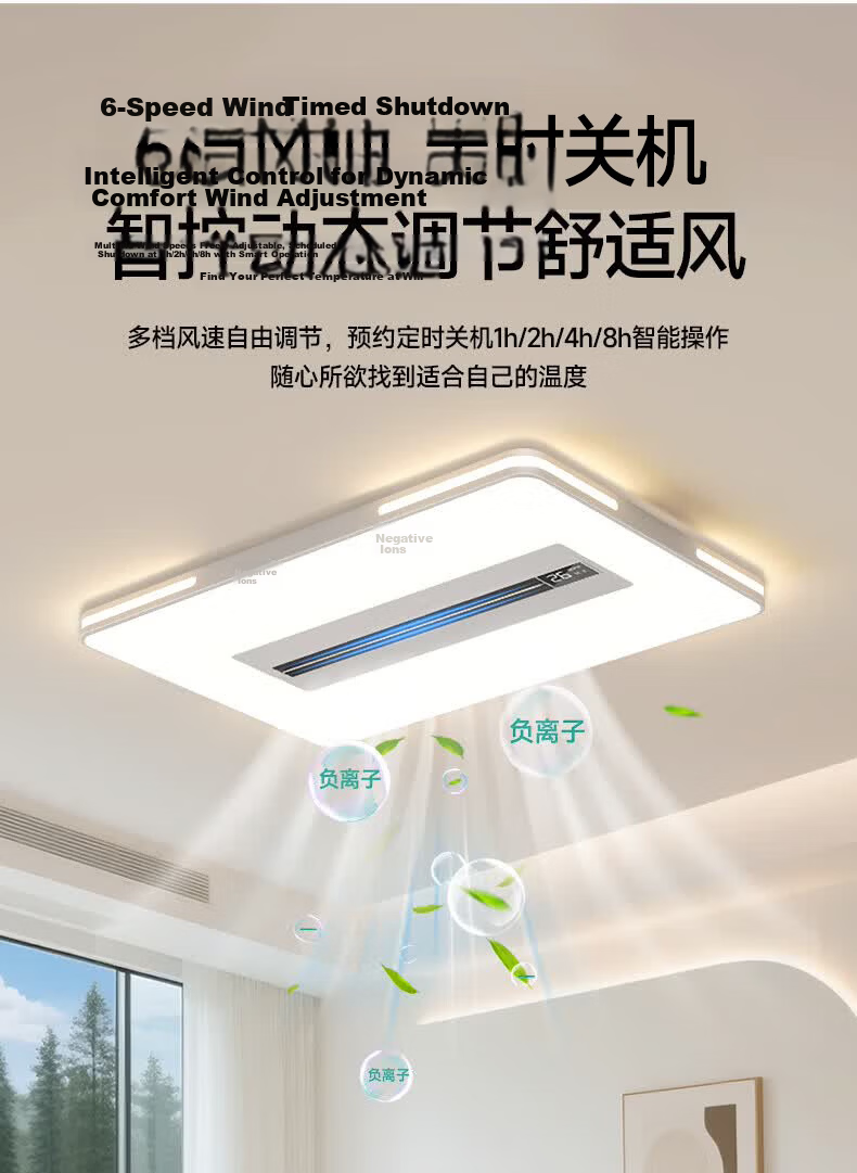 Delpure Eye Protection Living Room Ceiling Light New Modern Minimalist Integrated Bladeless Fan Light 10