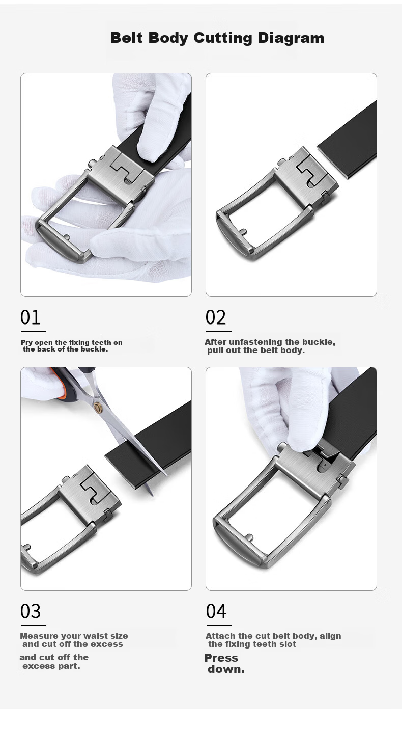 Calermkeens Men's Leather Belt New No-Hole Automatic Buckle Genuine Cowhide Waistband Practical Father's Day Gift for Dad 19