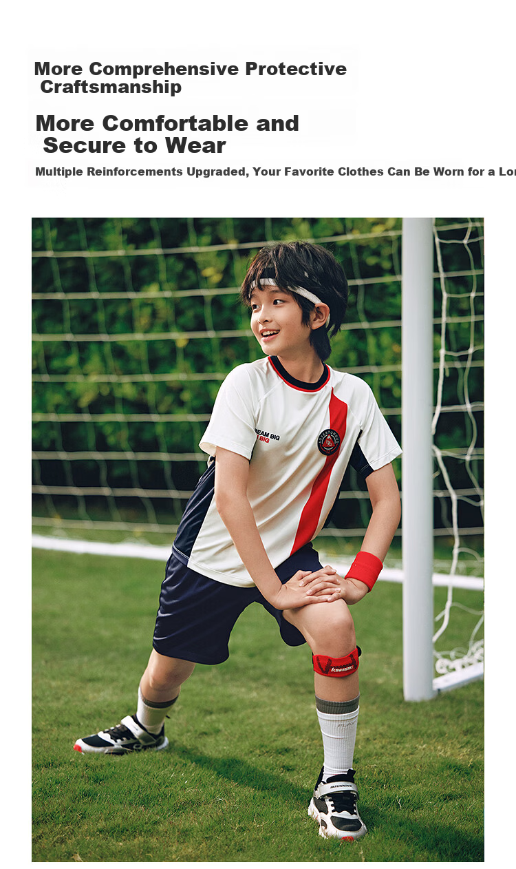 Balabala Kids Short Sleeve Set Boys Girls Baby 2-Piece Summer 2026 Football Jersey and Shorts Moisture-Wicking Quick-Dry 3