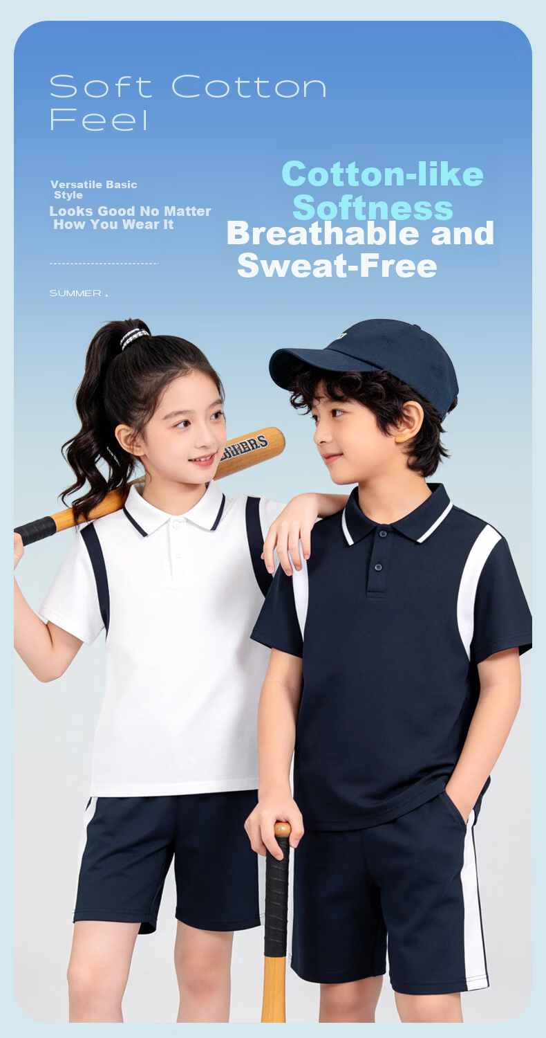 Jeanswest Boys' Summer Lightweight Set 2026 New Kids' Pique Short Sleeve Breathable Cool Sportswear 1