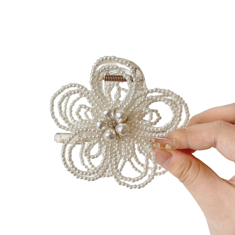 Idaer Pearl Flower Hair Claw Clip for Women Back of Head Shark Clip 2026 New Elegant Hairpin Birthday Gift for Girlfriend