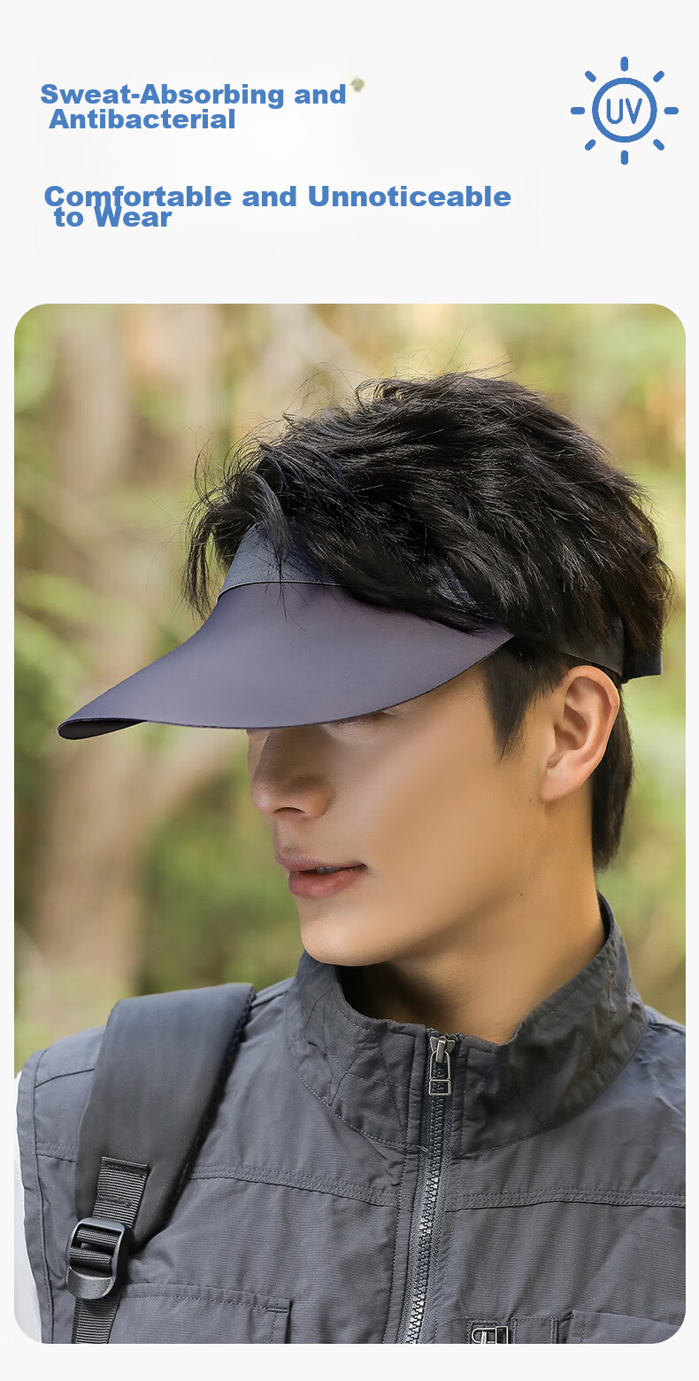 Romon Men's Sports Sun Protection Cap Open-Top UV Protection Face-Shielding Outdoor Commuting Sun Hat 5
