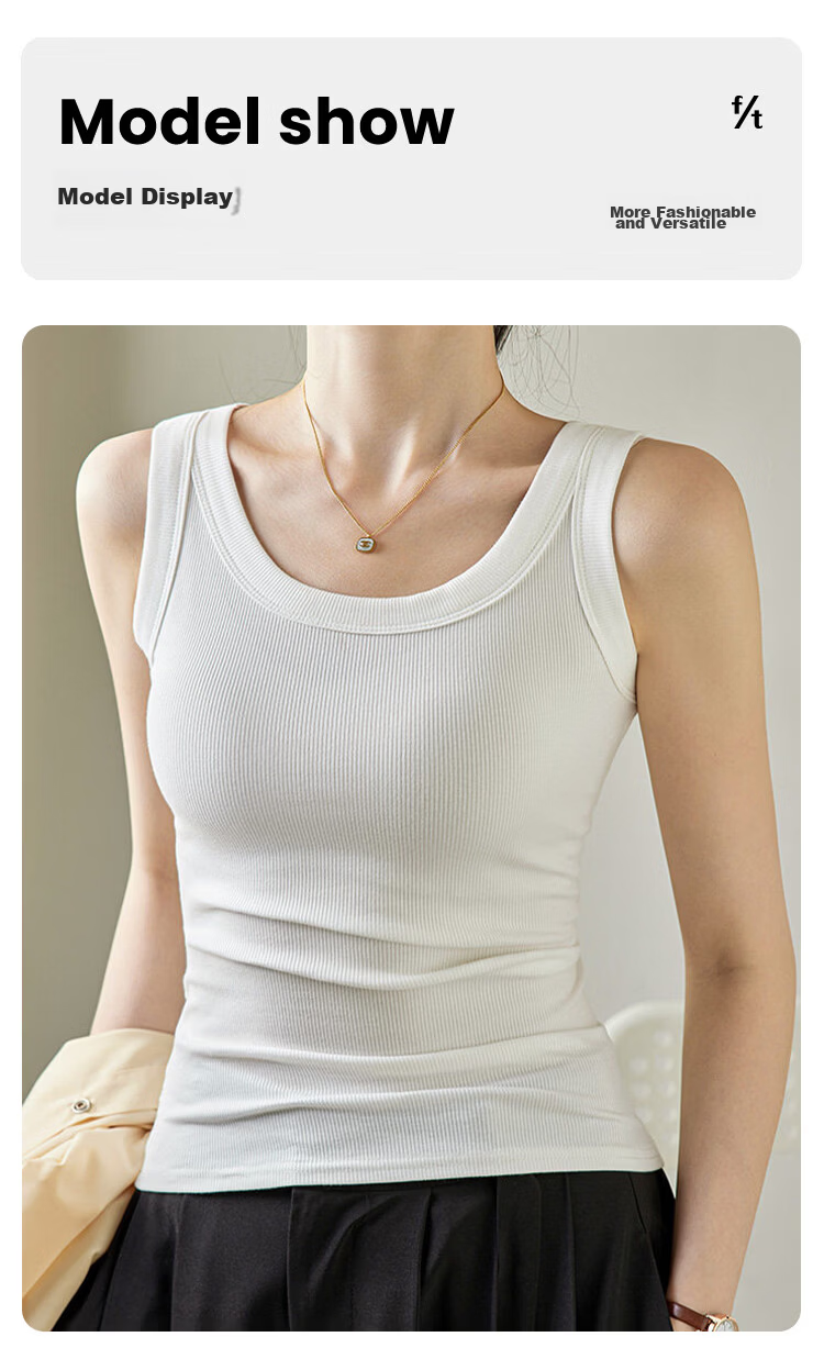 FitonTon Women's Ribbed Slim Fit Camisole Vest, Double Pack, 2XL 11