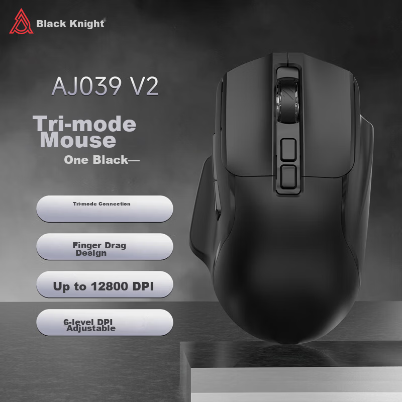 AJAZZ AJ039V2 Wireless Gaming Mouse Wireless Wired Bluetooth Tri-Mode Ergonomic Design eSports Gaming Black