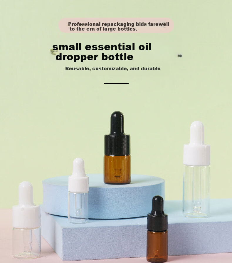 Jianyingshu 10ML Amber Essence Serum Refill Bottles Set of 3 Essential Oil Glass Dropper Bottles with Graduated Small Serum Bottles 1