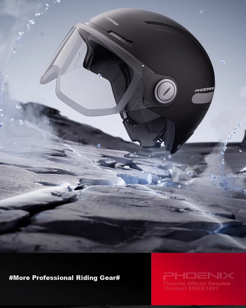 Phoenix Electric Vehicle Helmet Unisex New National Standard 3C Certified Safety Helmet Four Seasons Universal Winter Warm Anti-Fog Electric Scooter Motorcycle Half Helmet Large Size 3C Matte Black +  13