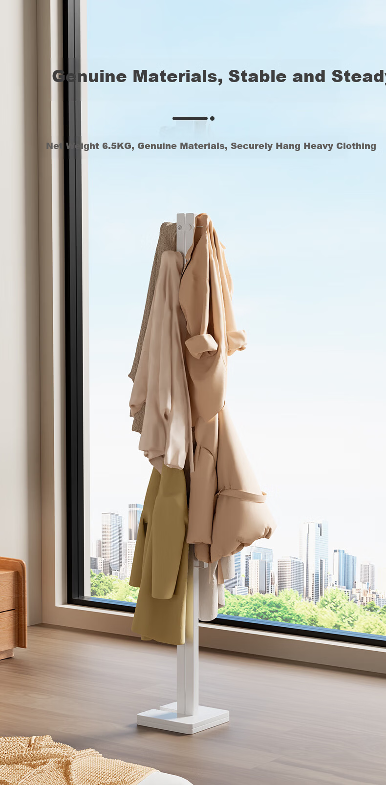 Fengshang Folding Clothes Drying Rack Floor-Standing Hanger Balcony Bedroom Small Space Clothes Rack 13