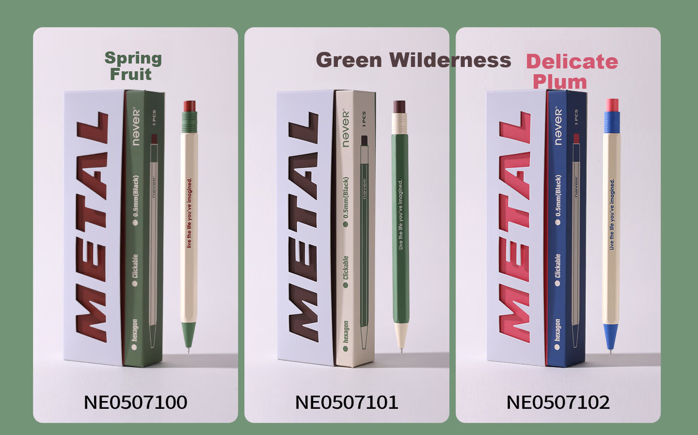 Never Hexagonal Metal Pen Magnetic Gift Box Premium Business Signature Pen Industrial Style Quick-Dry Gel Pen Spring Fruit [Metal Pen*1 + Refill*1] 26