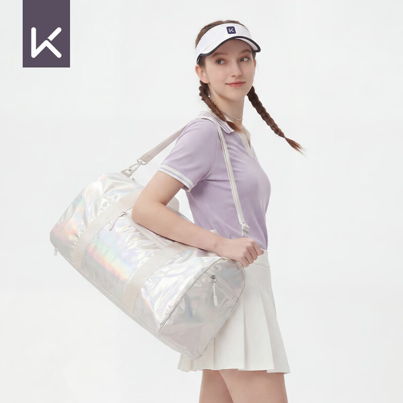 Keep Swimming Bag Holographic Colorful Wet and Dry Separation Travel Fitness Unisex Shoulder Crossbody Waterproof Bag 653 Pearl White 1
