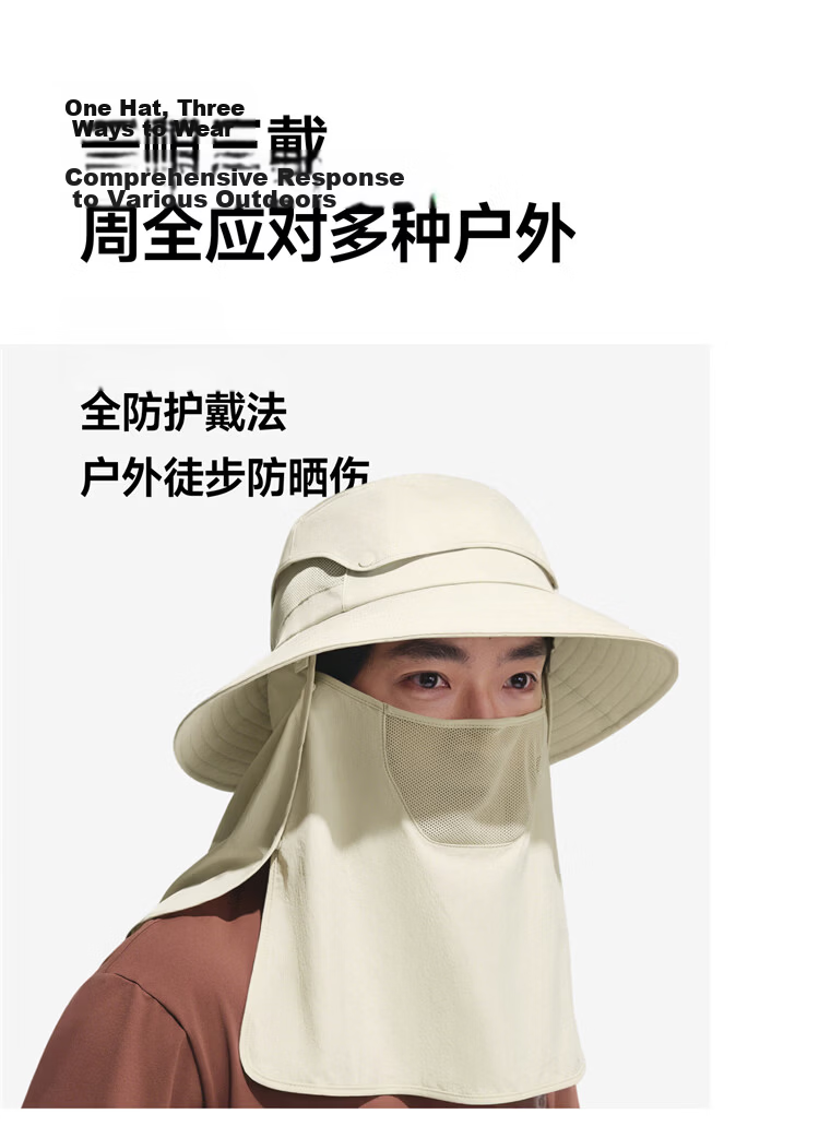 Beneunder Men's Summer Fisherman Hat Sunshade Outdoor Mountaineering Face Cover Fishing Sun Protection Hat TS0166 12