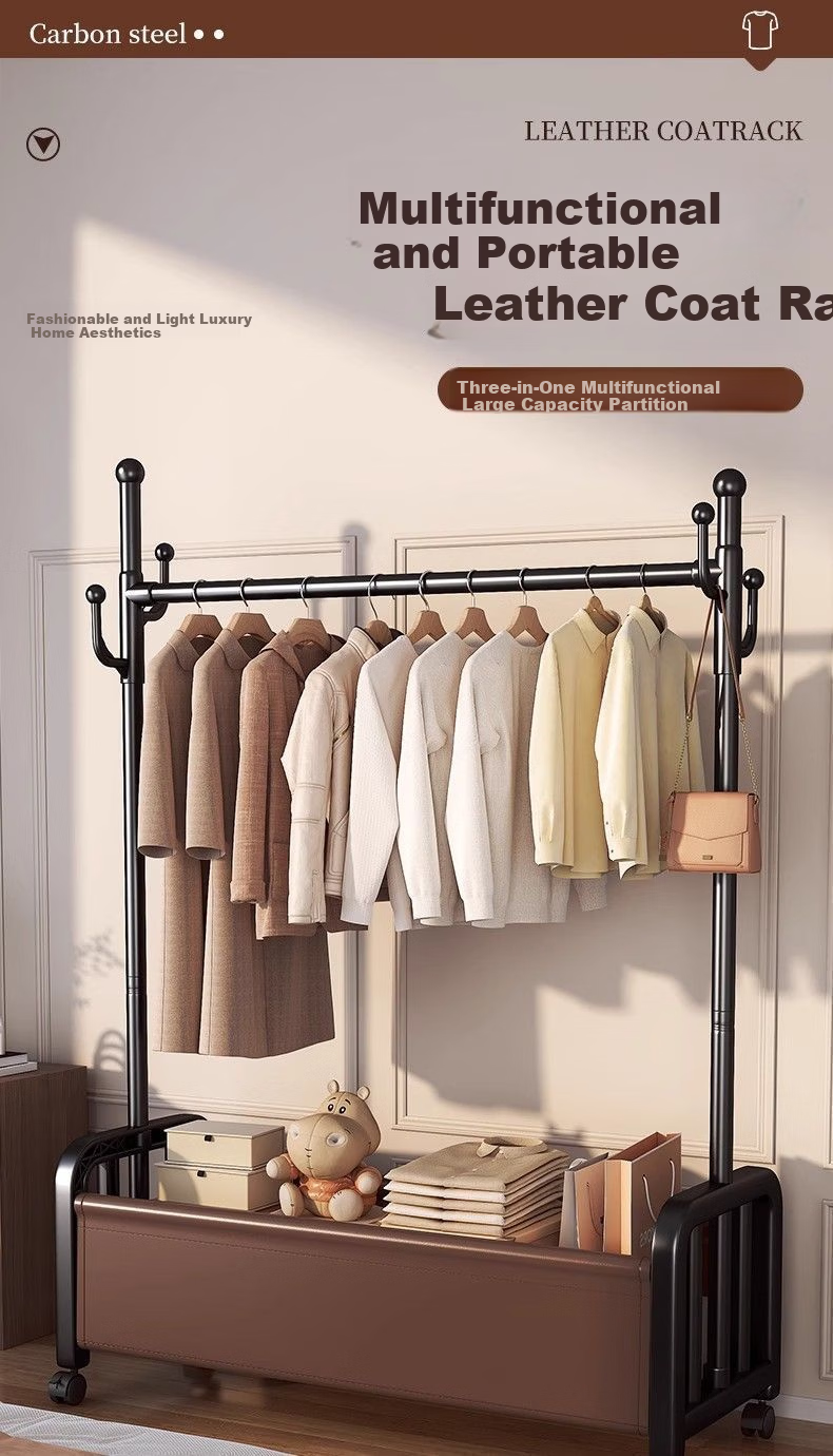 Hakkai Bird Floor Clothes Drying Rack Home Bedroom Garment Rack Mobile with Wheels Indoor Storage Coat Rack 1