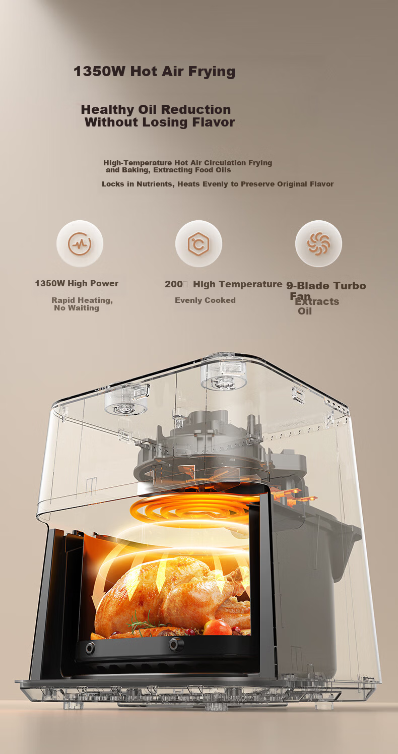 Midea Air Fryer with View Window, 2026 New Model, Steam And Bake All-In 6.5L, Home Use, Fat-Free, Antibacterial, No-Wash, Multifunctional, No-Flip, Smart Dual Heating Source, Self-Operated KZC6584 11