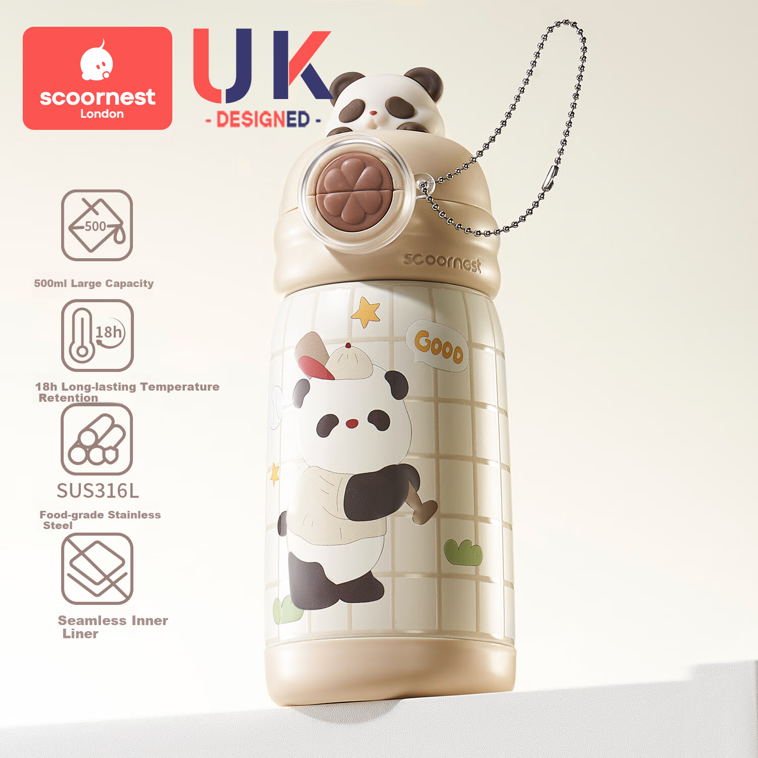 Scoornest Kids Insulated Water Bottle Straw Cup Portable School Water Flask for Boys and Girls