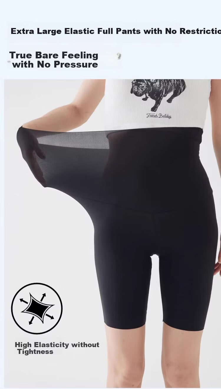 Xueqiman Women's 5-Minute Sharkskin Shorts Summer Seamless Ice Silk Ultra-Thin Fitness Plus Size Outerwear Yoga Safety Leggings Shorts 4