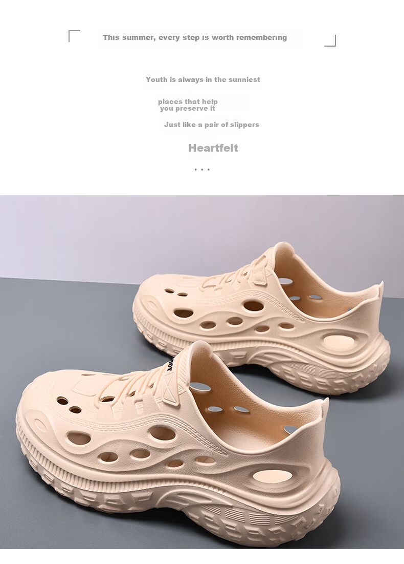 PLAYBOY Men's Summer 2026 Thick-Soled Closed-Toe Sandals Comfortable Thick-Soled Beach Shoes Khaki Size 40 3