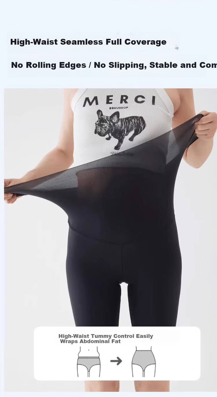 Xueqiman Women's 5-Minute Sharkskin Shorts Summer Seamless Ice Silk Ultra-Thin Fitness Plus Size Outerwear Yoga Safety Leggings Shorts 5