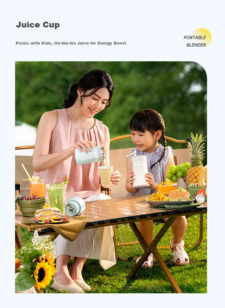 BRUNO Mini Juicer Wireless Portable Juice Cup Ice Crushing Travel Fruit and Vegetable Blender Gift for Girlfriend ZZJ04G01 Single Lid Mint Green 10