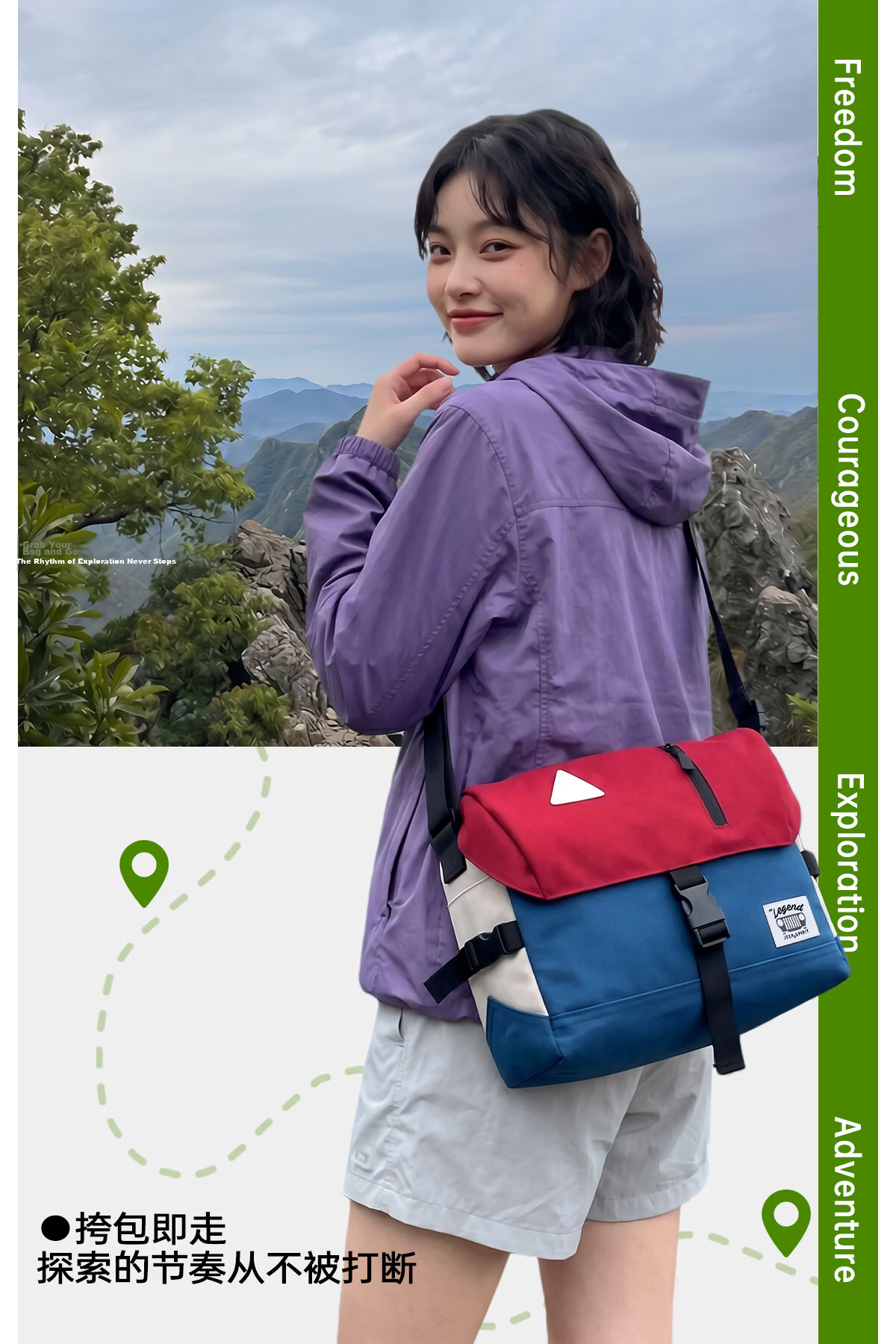 JEEP SPIRIT Outdoor Women's Shoulder Bag 2026 New Trendy Casual Men's Cycling Crossbody Bag Large Capacity Student Bag 4