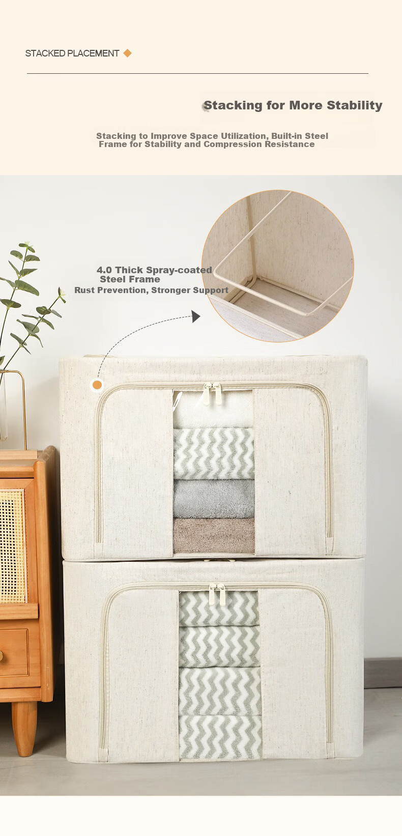 Grace Fabric Storage Box Clothes Quilt Organizer Toy Clothing Storage Bin Multi-Purpose Storage Box 5