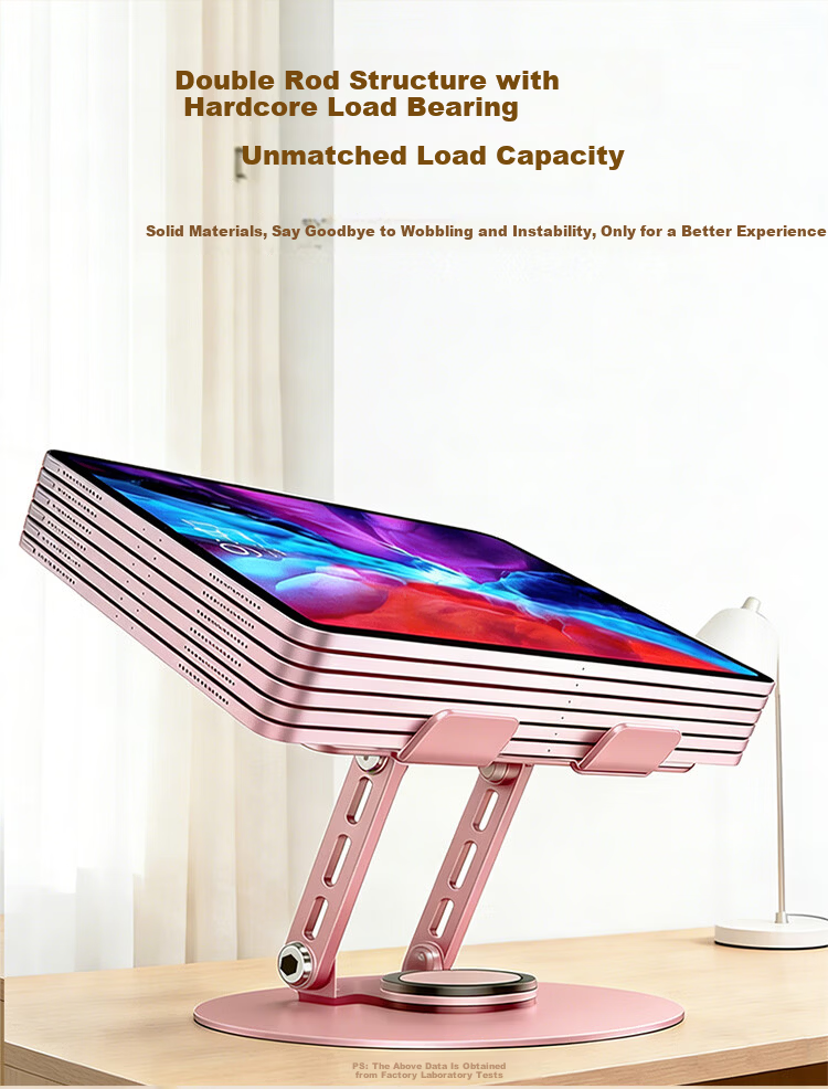 BZBC Flat Stand iPad Computer Desktop Phone Holder Drawing Support Full Metal 360° Rotatable Foldable Portable Universal for Apple Huawei Xiaomi Dark Gray 6