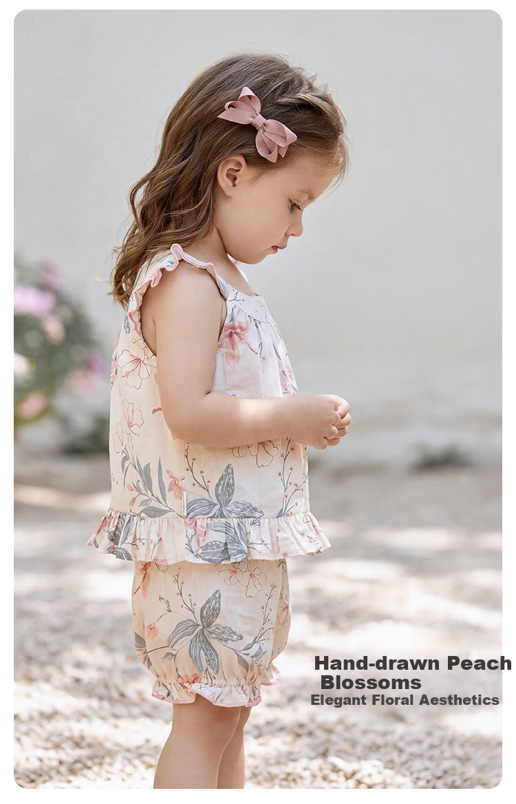 Babylove Baby Girl Summer Cotton Vest and Shorts Set Two-Piece Sweet Outfits Jiangnan Mist 3