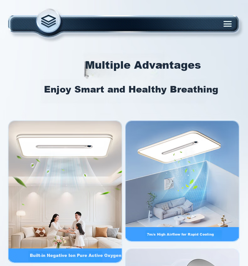 ASUS Lighting AI Voice Smart Full-Spectrum Bladeless Fan Light Ceiling Screen Display Minimalist Invisible Oscillating Fan Light for Bedroom and Dining Room 5