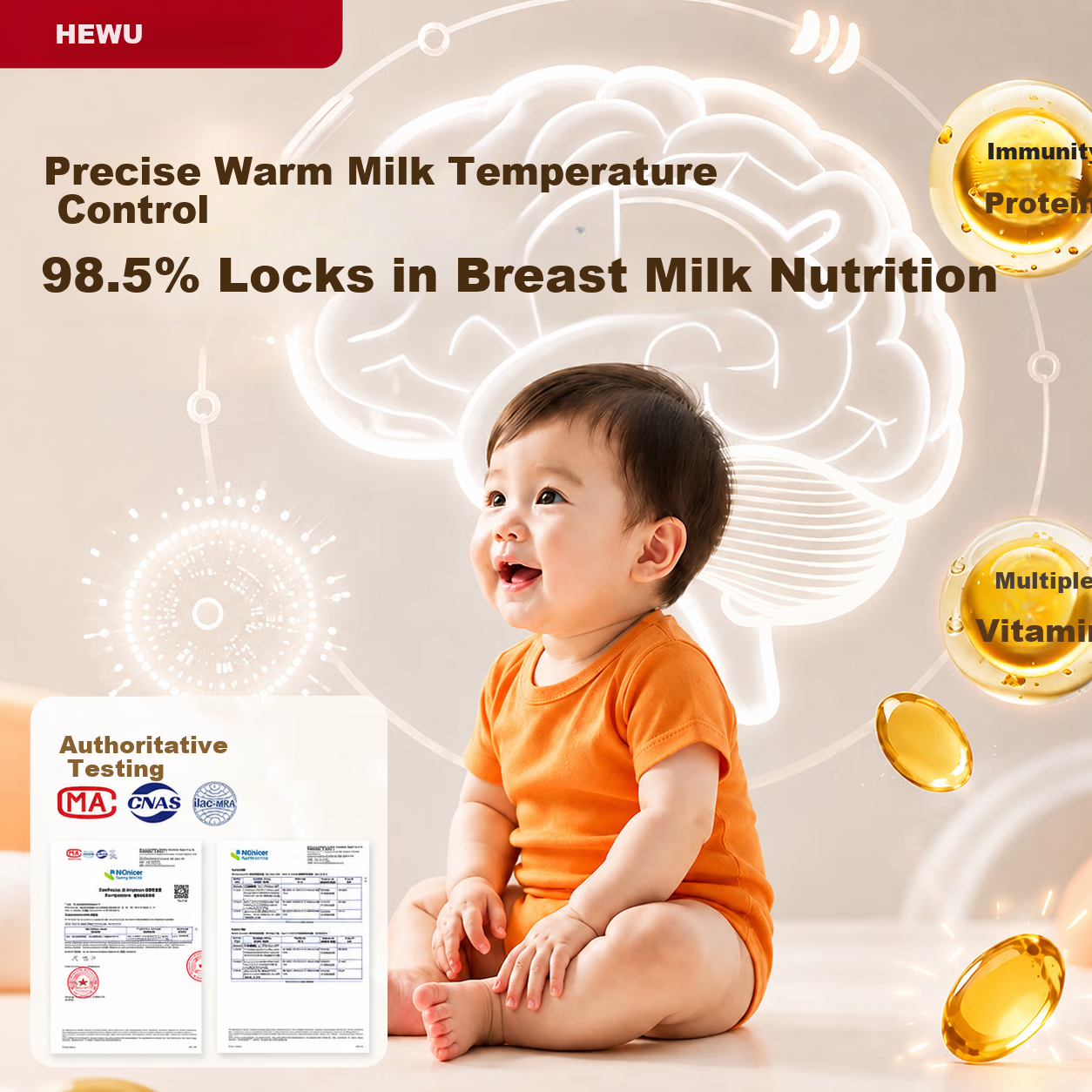 HeWu 2-in-1 Automatic Milk Warmer and Milk Shaker Bottle Warmer Breast Milk Thermostat Defrost Heater