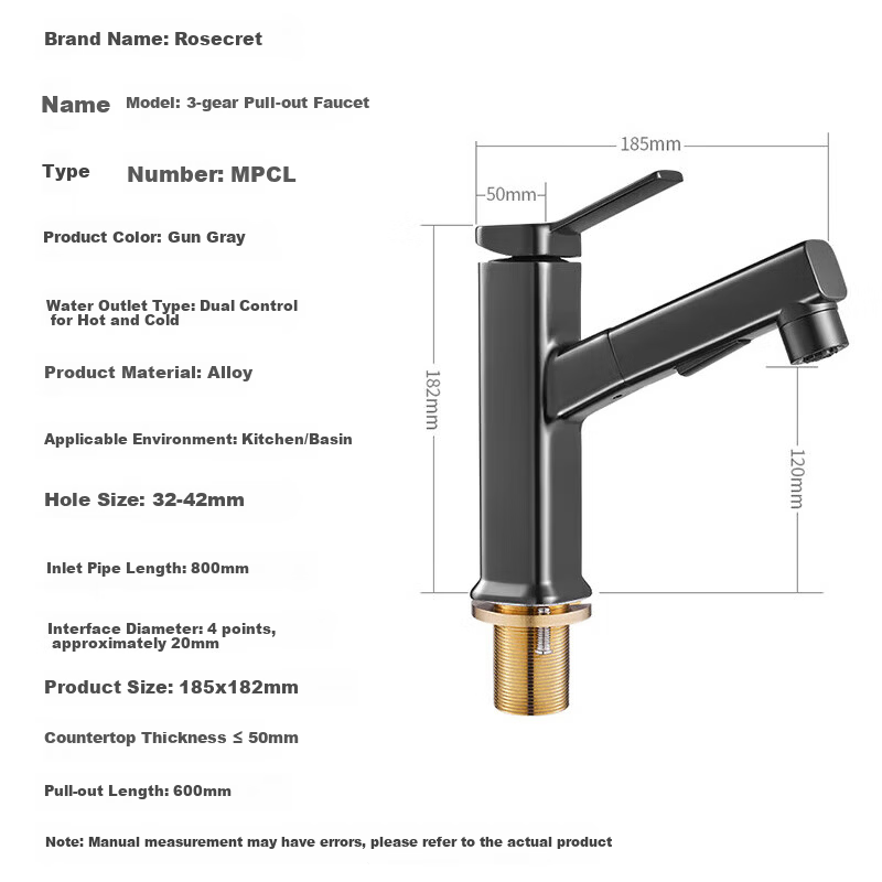 Rosecret German Basin Faucet Pull-Out Hot and Cold Bathroom Sink Faucet 2