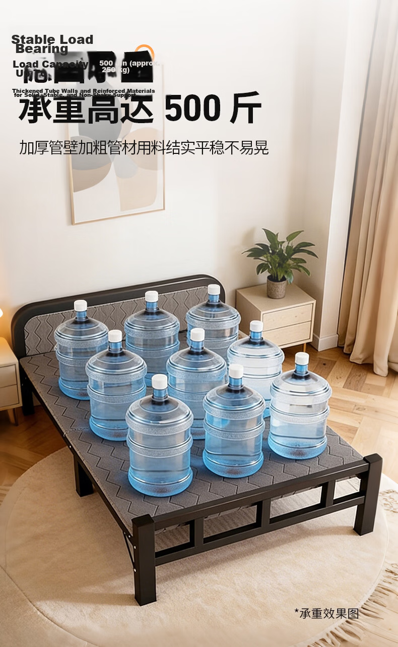 Quanpinwu No-Assembly Folding Single Bed Nap Bed Home Hospital Care Sponge Latex Mattress Camp Bed 5