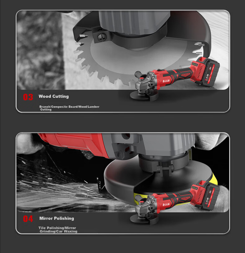 CHIGO Brushless Angle Grinder High-Power Cordless Cutting Machine Multifunctional Polishing and Grinding Lithium Battery Polisher 6