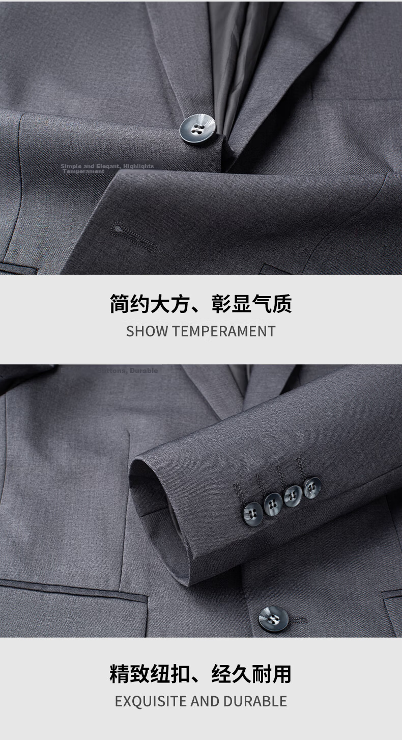 Romon Casual Blazer Men's Four-Season Professional Suit Business Wedding Groom Attire Qing 180A 7