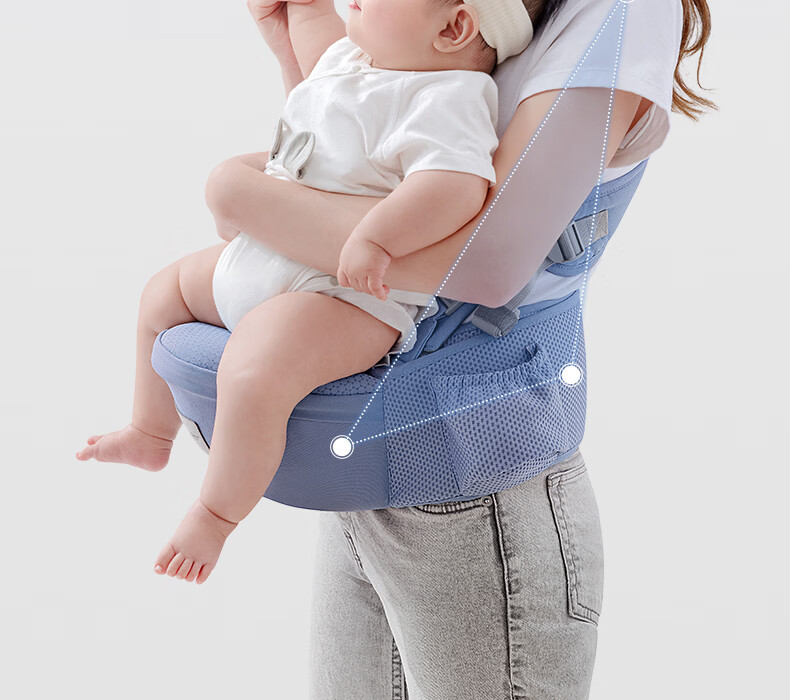 Betis Waist Stool Baby Carrier Front Carry Waist Stool 0-36 Months Dual Use Baby Carrier Mos Blue 6