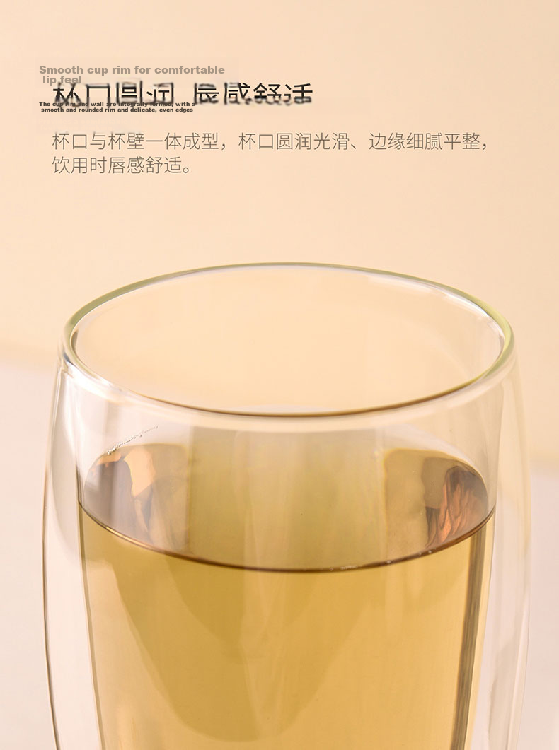 CLITON Double-Layer Glass Cup Household Heat-Resistant Water Cup Green Tea Cup Milk Cup Juice Beverage Cup Office Water Cup Single【Clearance Sale】 7