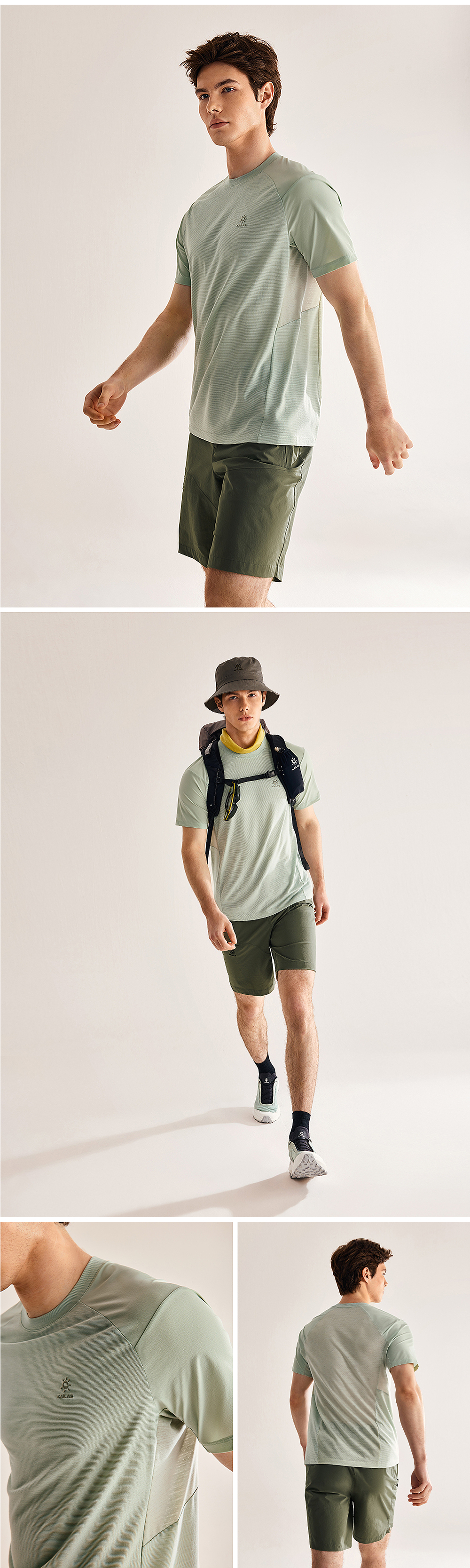KAILAS XM1 Merino Wool Men's Quick-Dry Crew Neck T-Shirt Outdoor Hiking Moisture-Wicking Breathable Short Sleeve 15
